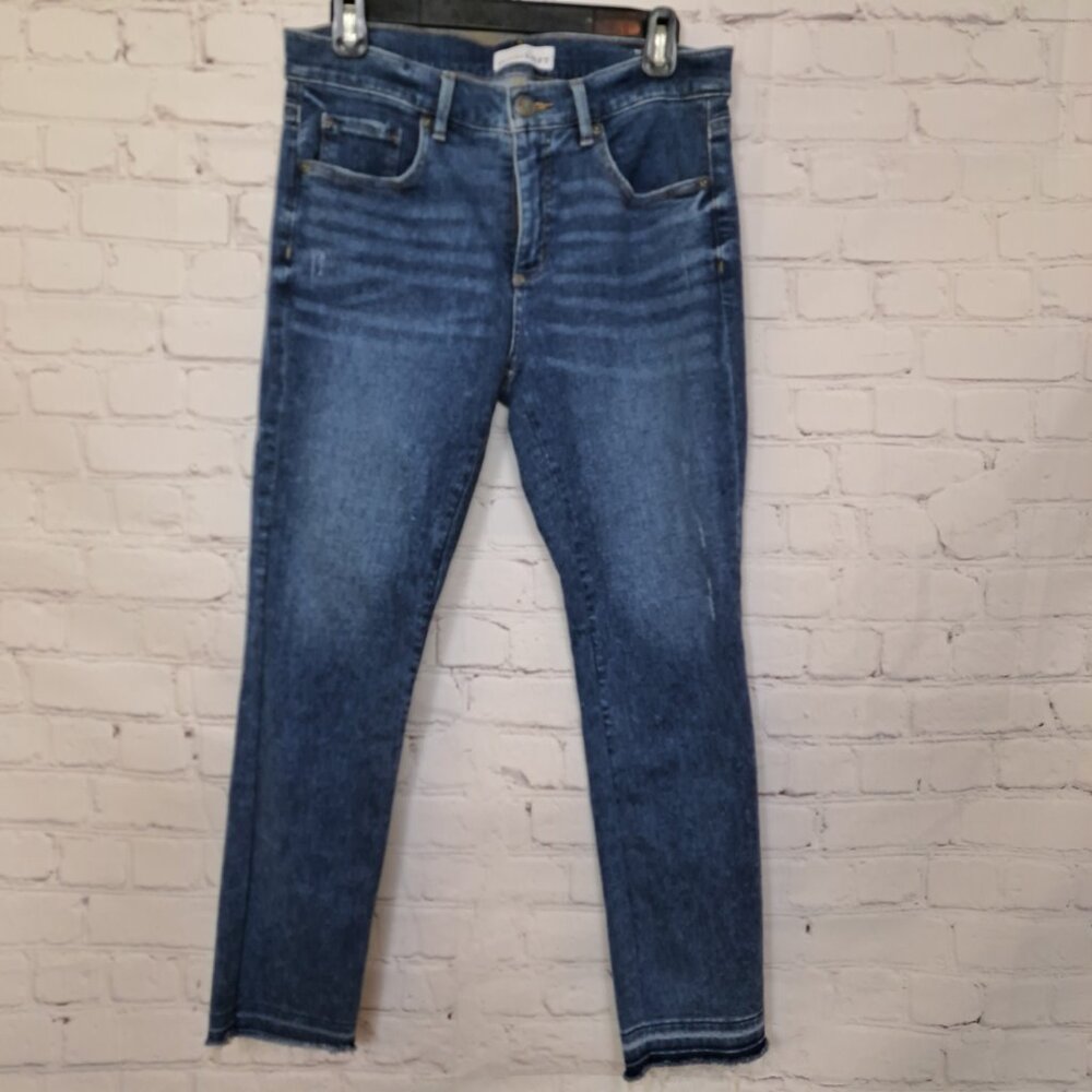 Loft Blue Raw Hem Crop Jeans Size 6